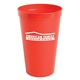 aerial view a red 22 oz poly stadium cup, image 1 of 2