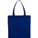 aerial view a navy blue small zeus non - woven convention tote, image 1 of 2