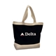 aerial view a black zippered santa fe tote, image 1 of 3