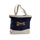 aerial view a navy blue zippered santa fe tote, image 1 of 3