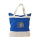 aerial view a royal blue zippered santa fe tote, image 1 of 3
