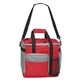 aerial view a red/gray large cooler tote bag, image 1 of 2