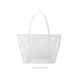 a clear bag & white zipper weekender vinyl bag with zippered closure