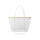 a clear bag & metallic gold zipper weekender vinyl bag with zippered closure