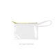 a clear bag & metallic gold zipper poptart to go vinyl coin pouch