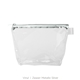 a clear bag & metallic silver zipper tweedle dee cosmetic bag