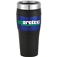 aerial view a blue 16 oz cayman stainless steel travel tumbler, image 1 of 2