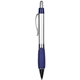 aerial view a silver with blue accents wolverine rubber ergo - gripper pen, image 1 of 2
