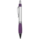 aerial view a silver with purple accents wolverine rubber ergo - gripper pen, image 1 of 2