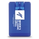aerial view a translucent blue custom imprinted credit card sanitizer spray, image 1 of 4