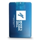 aerial view a translucent teal custom imprinted credit card sanitizer spray, image 1 of 4