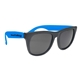 aerial view a black frame with blue trim vibrant sunglasses with black frame, image 1 of 2