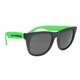 aerial view a black frame with green trim vibrant sunglasses with black frame, image 1 of 2