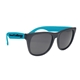 aerial view a black frame with teal trim vibrant sunglasses with black frame, image 1 of 2