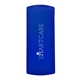 aerial view a translucent blue promotional custom 5pc band aid dispenser, image 1 of 3