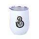 a white 12 oz rubberized finish stainless steel stemless wine glass