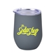 a grey 12 oz rubberized finish stainless steel stemless wine glass