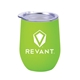 a lime 12 oz rubberized finish stainless steel stemless wine glass
