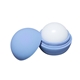 aerial view a light blue/mint scented round lip balm with matte finish, image 1 of 3