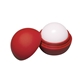 aerial view a red/fruit punch scented round lip balm with matte finish, image 1 of 3