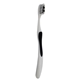 aerial view a black toothbrush with tongue scraper, image 1 of 2
