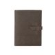 aerial view a slate gray leather & light rust linen accent mini tasker leather mini padfolio, image 1 of 2