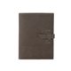 aerial view a slate gray leather & turquoise linen accent mini tasker leather mini padfolio, image 1 of 2