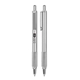 aerial view a silver zebra stainless steel retractable ball point pen with fine point, image 1 of 2