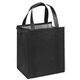 aerial view a black therm - o - tote insulated grocery bag - screen print, image 1 of 2