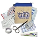 a natural with blue trim canvas zipper tote first aid