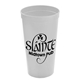 aerial view a white 24 oz reusable stadium cup, image 1 of 2