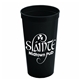 aerial view a black 24 oz reusable stadium cup, image 1 of 2