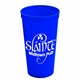 a royal blue 24 oz reusable stadium cup