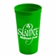 aerial view a green 24 oz reusable stadium cup, image 1 of 2