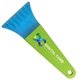 a transparent blue blade & lime green handle 7 ice scraper with digital imprint