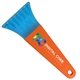 a transparent blue blade & orange handle 7 ice scraper with digital imprint