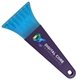 a transparent blue blade & violet handle 7 ice scraper with digital imprint