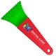 a transparent green blade & red handle 7 ice scraper with digital imprint