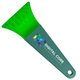 a transparent green blade & teal handle 7 ice scraper with digital imprint