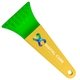 a transparent green blade & yellow handle 7 ice scraper with digital imprint