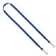 aerial view a royal blue 1/2 cotton double swivel hook lanyard, image 1 of 3
