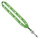 aerial view a lime green 3/4 cotton lanyard with metal crimp retractable badge reel, image 1 of 15