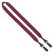 aerial view a burgundy 3/4 cotton double bulldog clip lanyard, image 1 of 2