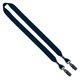 aerial view a navy 3/4 cotton double bulldog clip lanyard, image 1 of 2