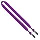 aerial view a purple 3/4 cotton double bulldog clip lanyard, image 1 of 2