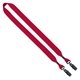 aerial view a red 3/4 cotton double bulldog clip lanyard, image 1 of 2