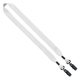 aerial view a white 3/4 cotton double bulldog clip lanyard, image 1 of 2