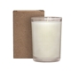 aerial view a lemon verbena 8 oz scented tumbler candle in a cardboard gift box, image 1 of 6