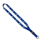 aerial view a royal blue 3/4 multi - color polyester lanyard with slide buckle release split - ring, image 1 of 12