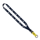aerial view a navy 3/4 multi - color polyester lanyard with slide buckle release split - ring, image 1 of 12